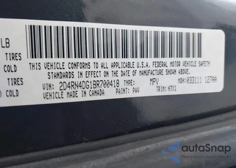 2011 Dodge Grand Caravan Express from USA, damaged, VIN 2D4RN4DG1BR700418